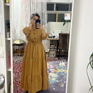 پیراهن بلند خردلی