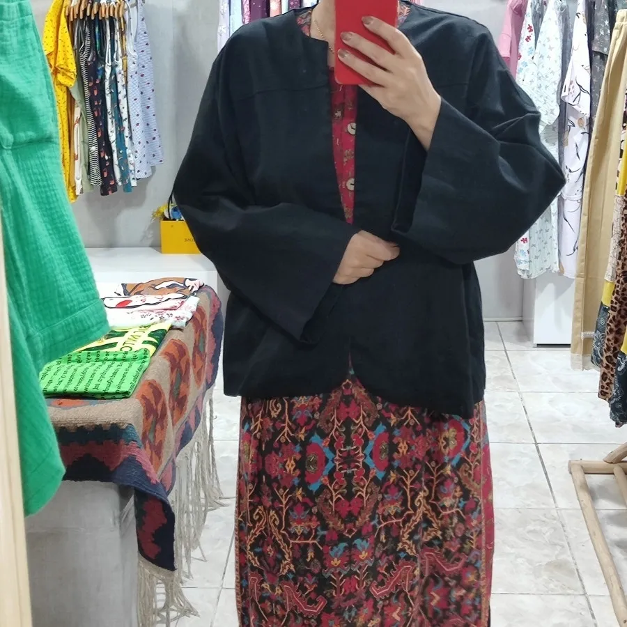 کت لینن سوزنی مشکی