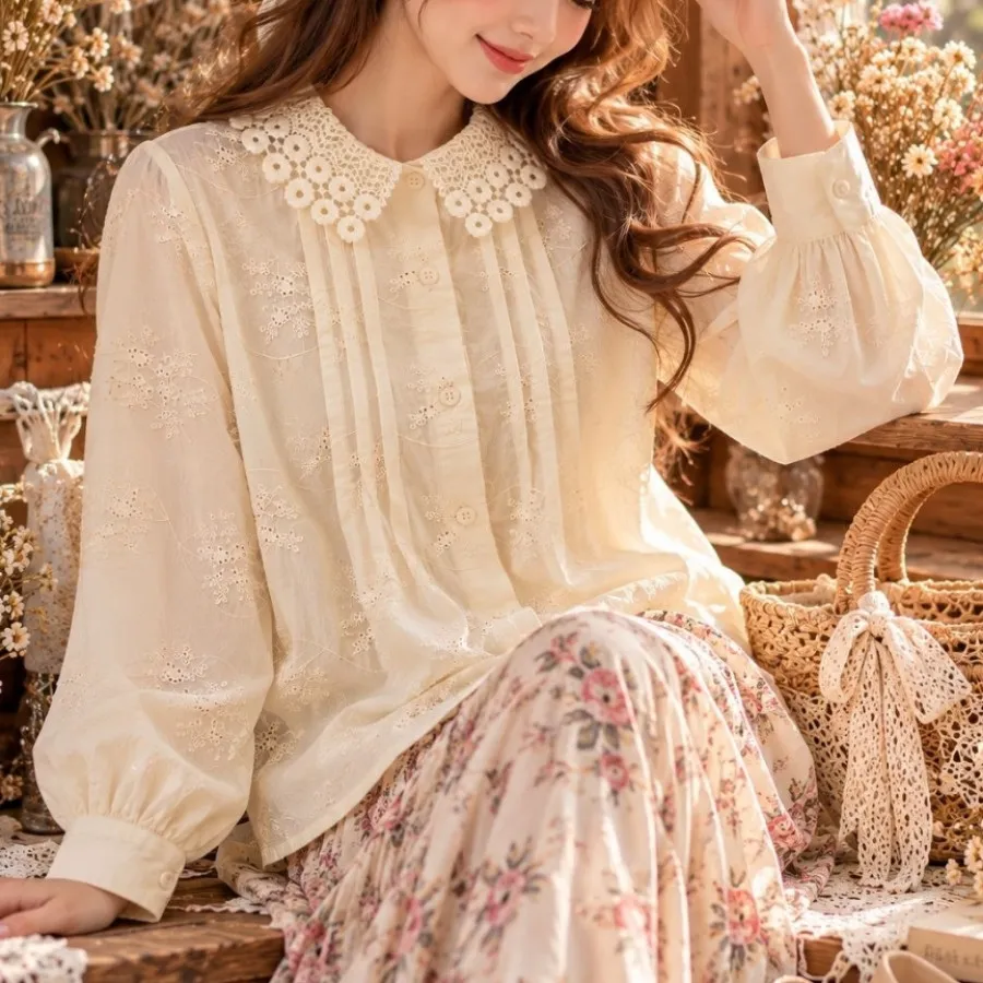 شومیز گلدوزی یقه گیپور