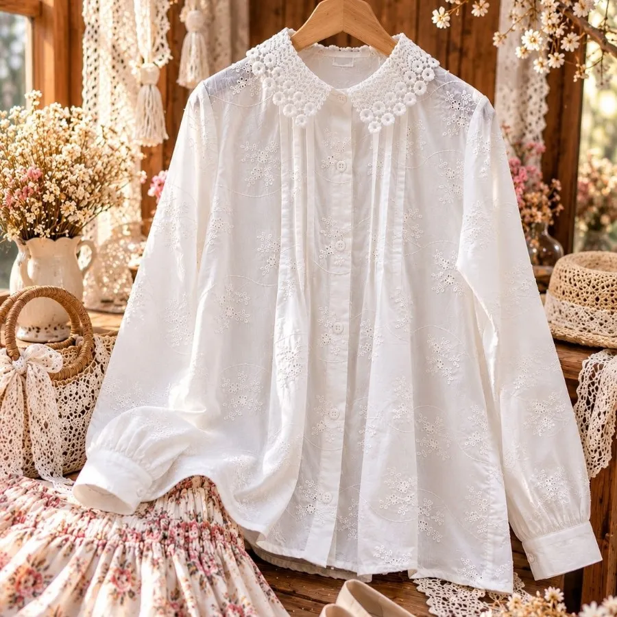 شومیز گلدوزی یقه گیپور