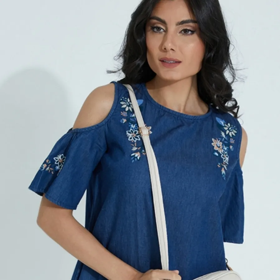 پیراهن جین گلدوزی شده