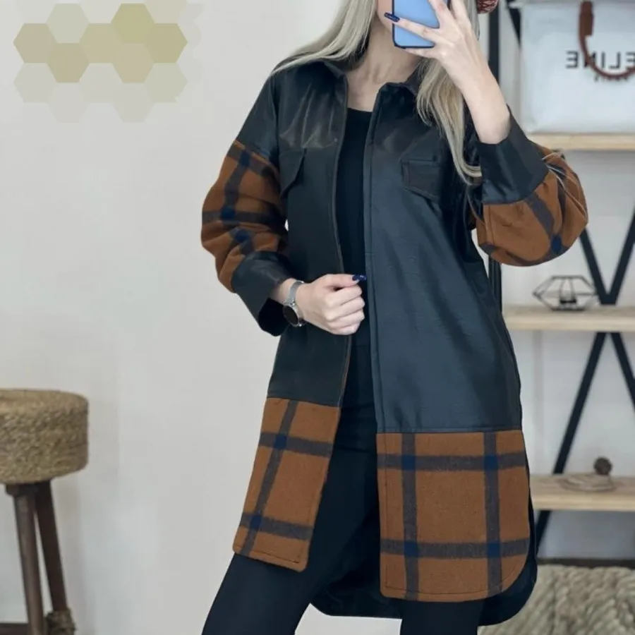 پالتوترکیبی چرم وپشم