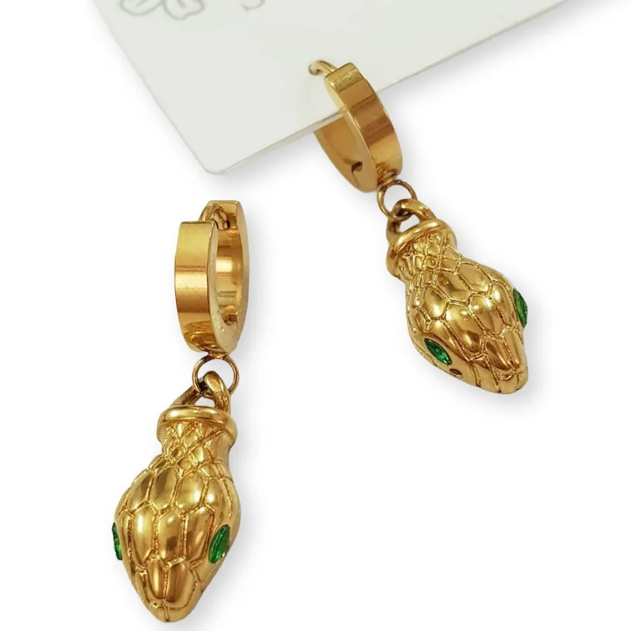 گوشواره استیل طلایی مار