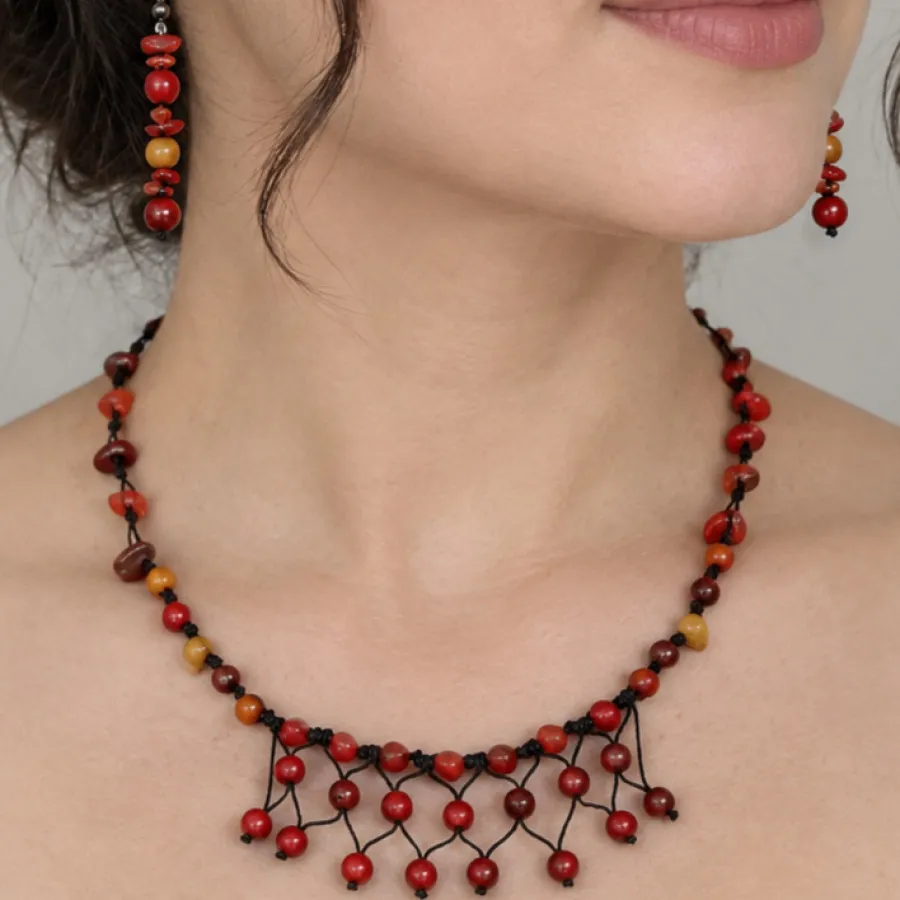 ست گوشواره وگردنبند سنگی