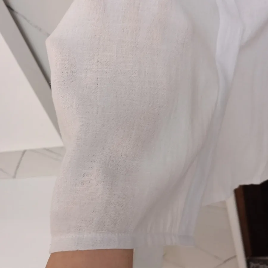 شومیز سفید دکمه مخفی