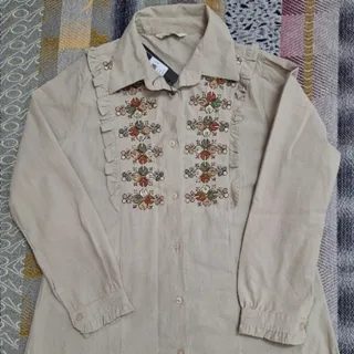 مانتو کتان گلدوزی شده