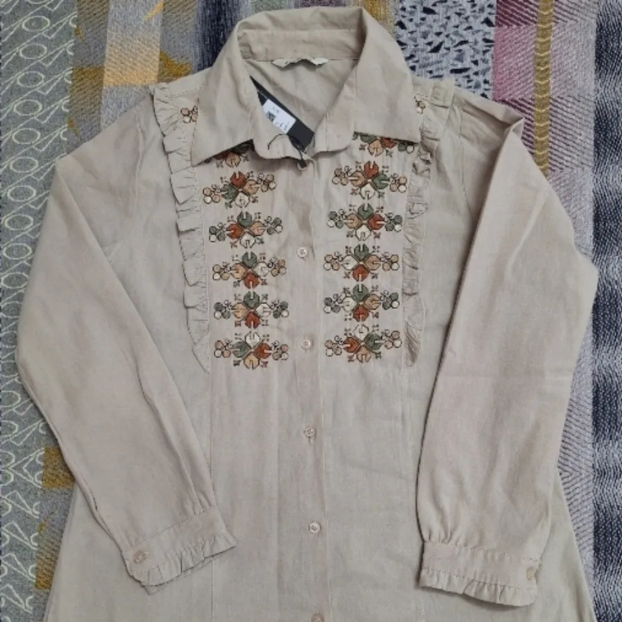 مانتو کتان گلدوزی شده