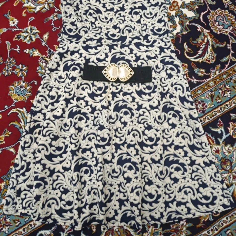 سارافون کمربند دار گیپور