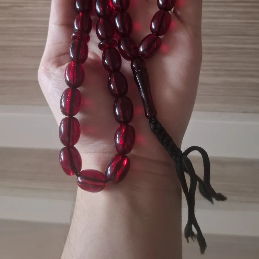 تسبیح کهربا اناری نفیس