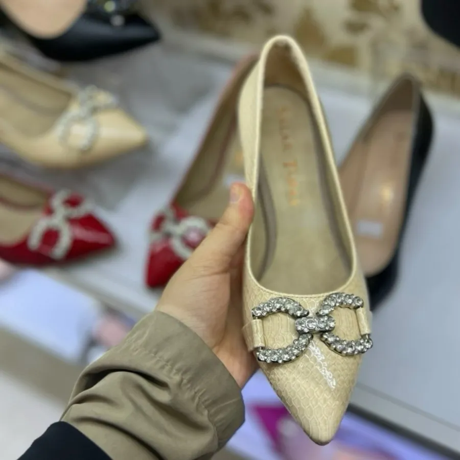کفش کرمی سنگی ورنی 4سانت