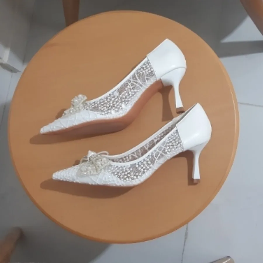کفش Lescarpe سفید دانتل