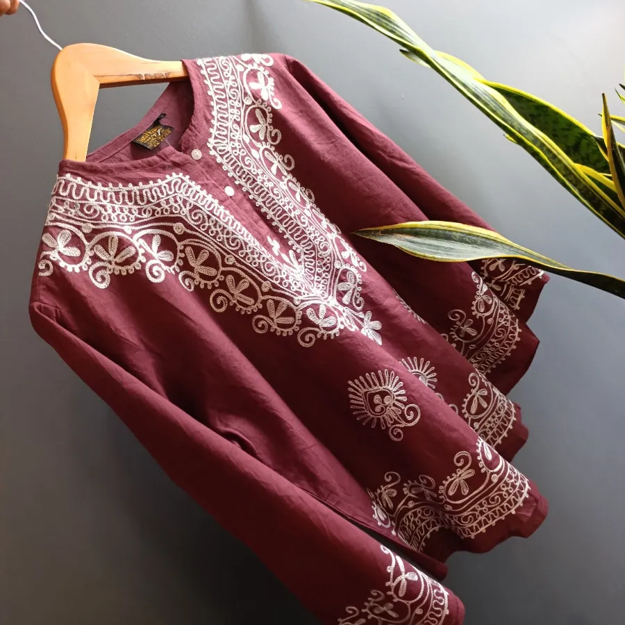 شومیز نخی گلدوزی وارداتی