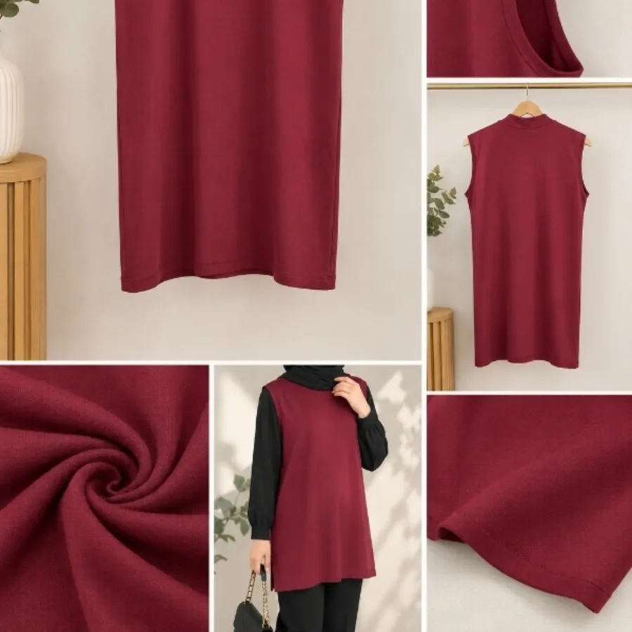 تونیک sleeveless زرشکی