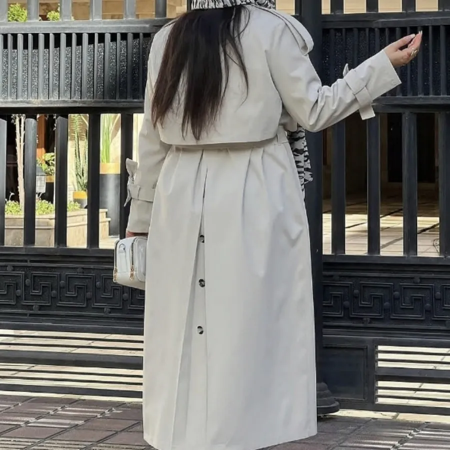 ترنچ کت استخوانی آستر دار