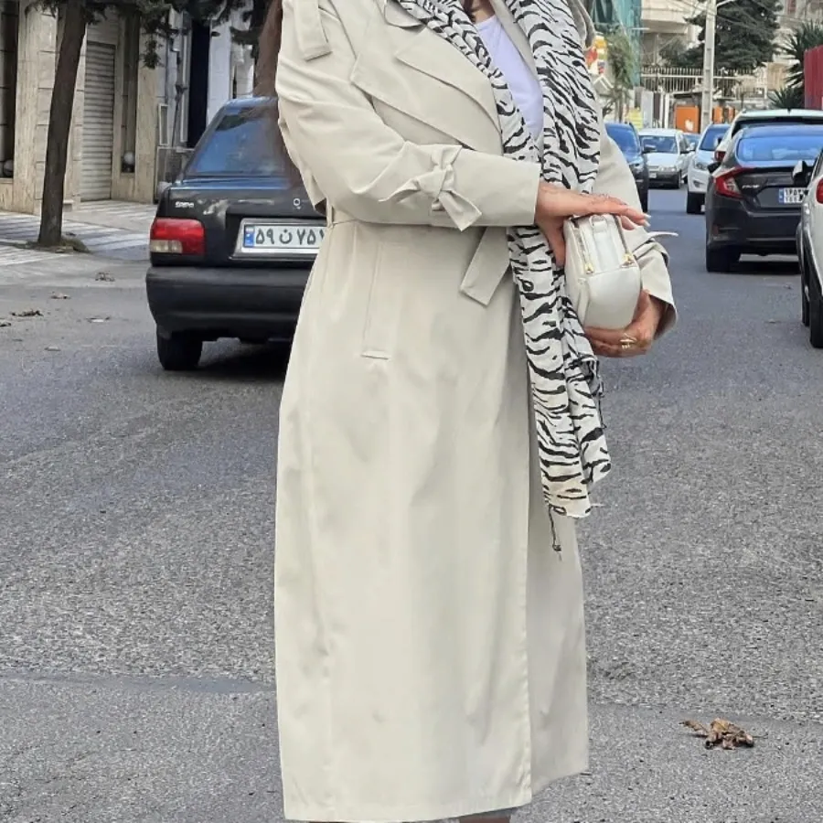 ترنچ کت استخوانی آستر دار