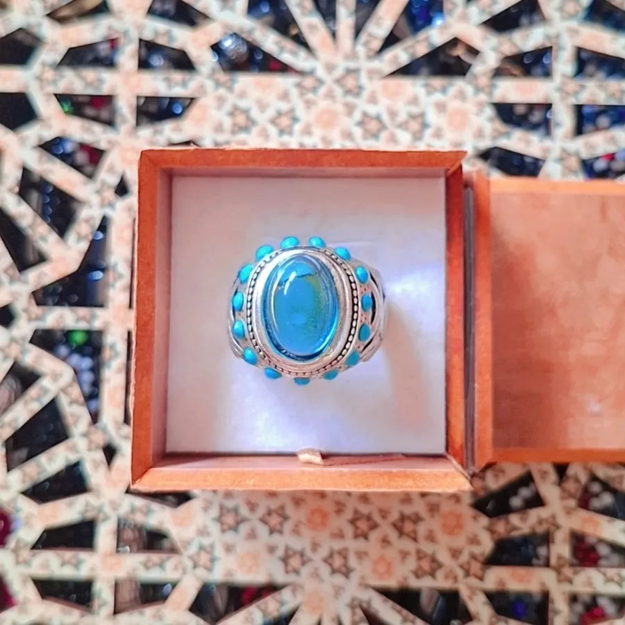انگشتر سنگ عقیق آبی ناب
