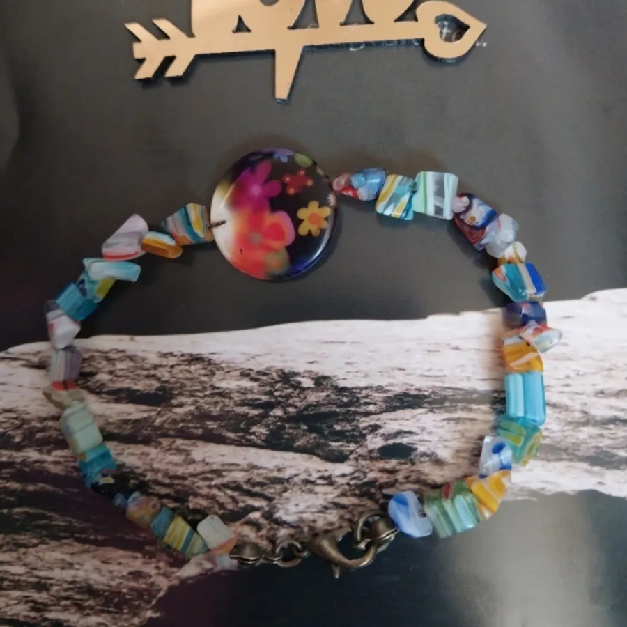 دستبند صدف و سنگ جاسپر
