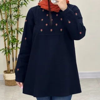 شومیز مانتو مشکی گلدوزی