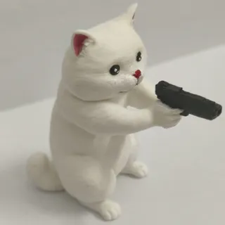 مجسمه گربه بامزه سه‌بعدی