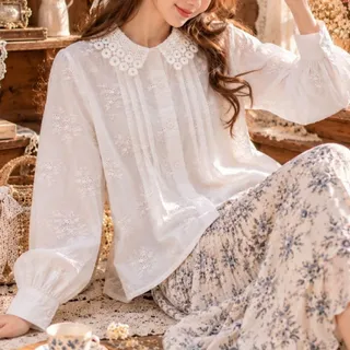 شومیز گلدوزی یقه گیپور