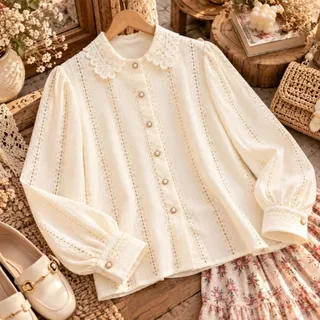 شومیز گیپور یقه وپارچه