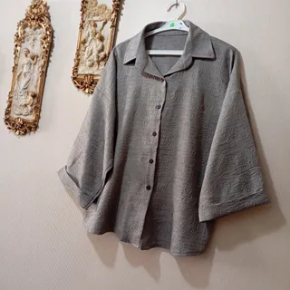 شومیز گل دار طوسی