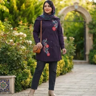 شومیز مانتویی گلدوزی‌شده