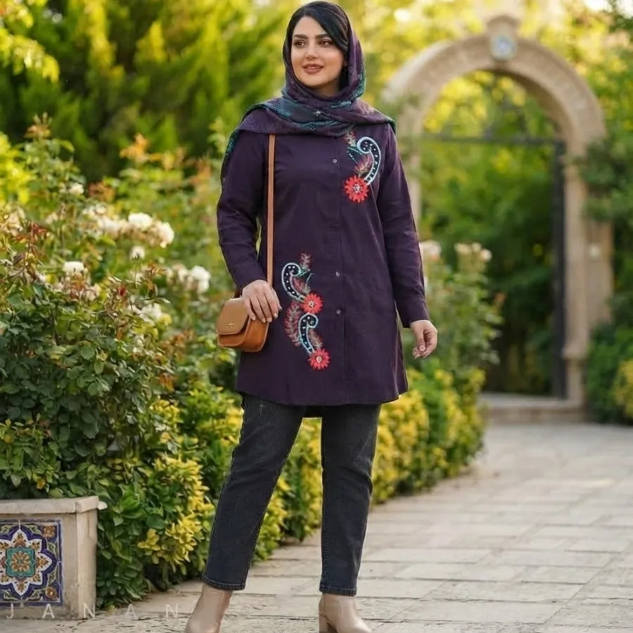 شومیز مانتویی گلدوزی‌شده