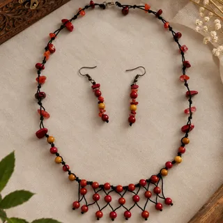 ست گوشواره وگردنبند سنگی