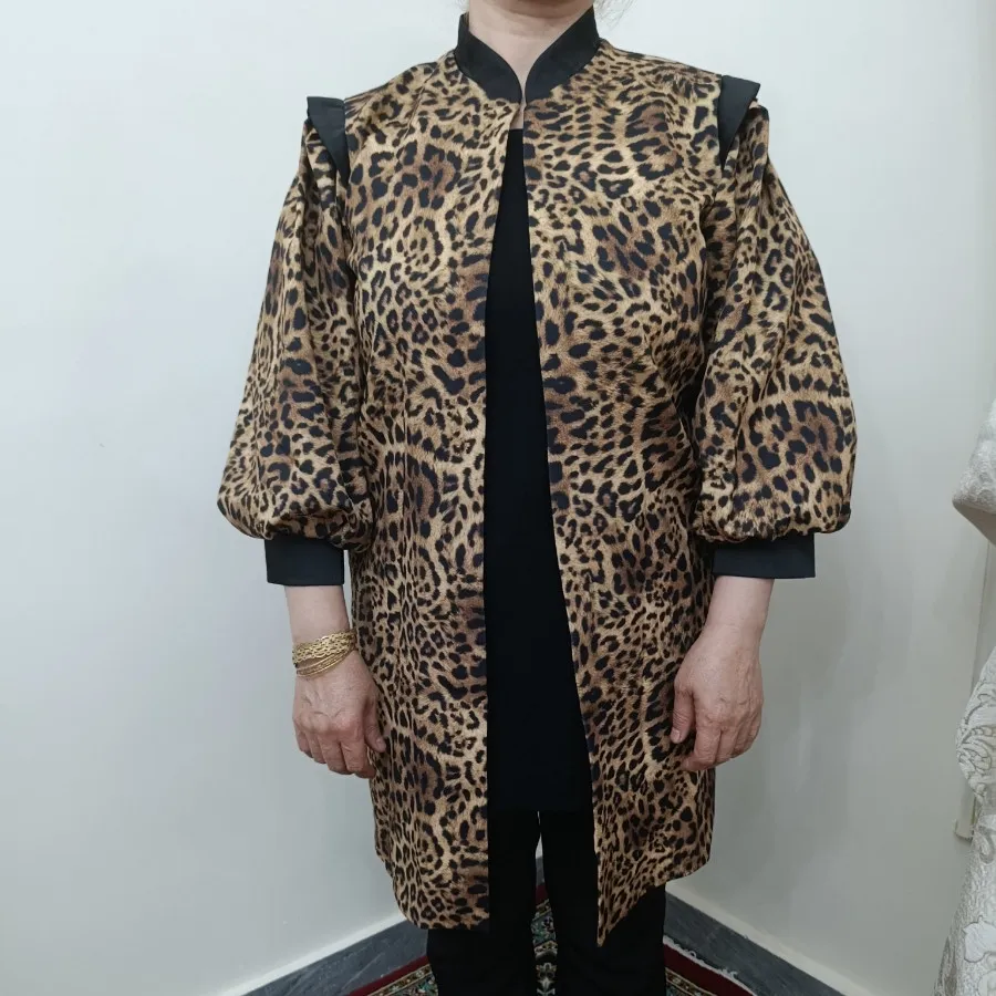 مانتو پلنگی آستین پفی
