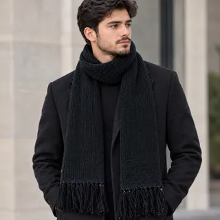 شال گردن دستبافت مشکی
