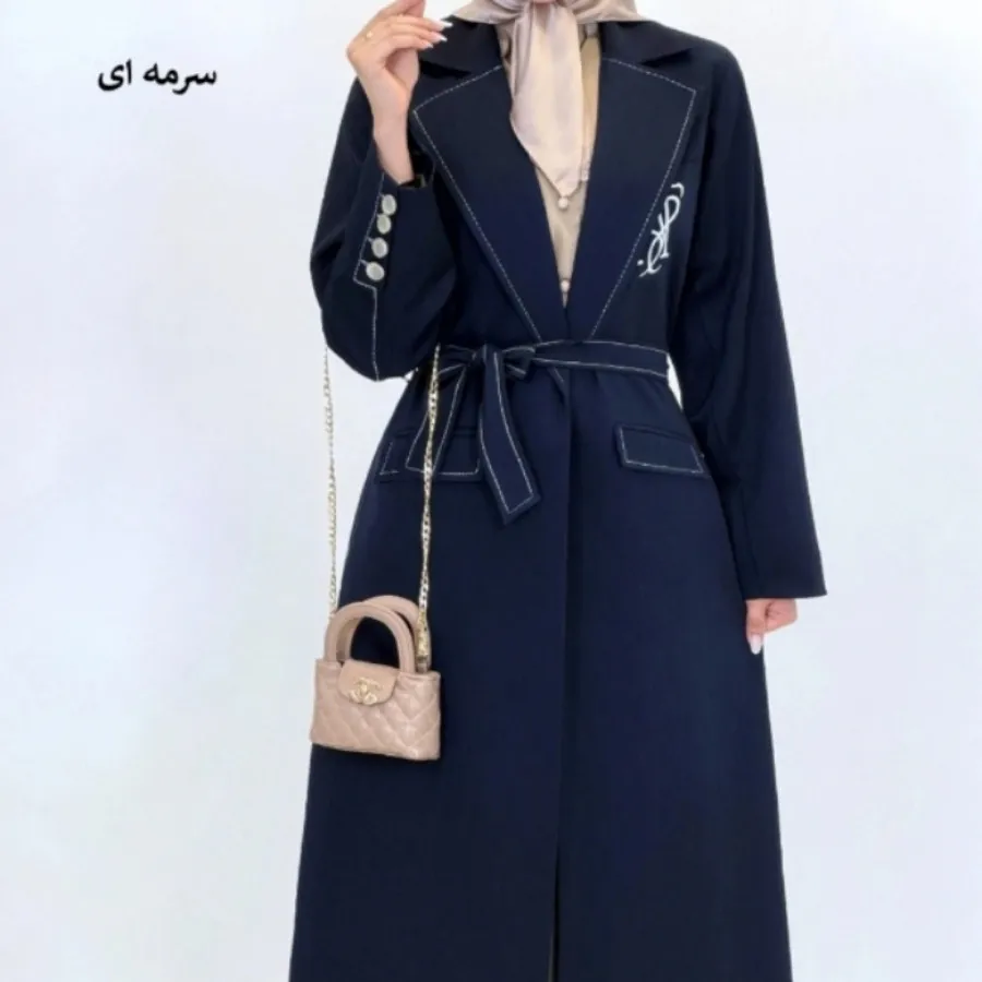مانتو بلند سرمه ای