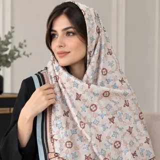 شال نخی آبی کرم