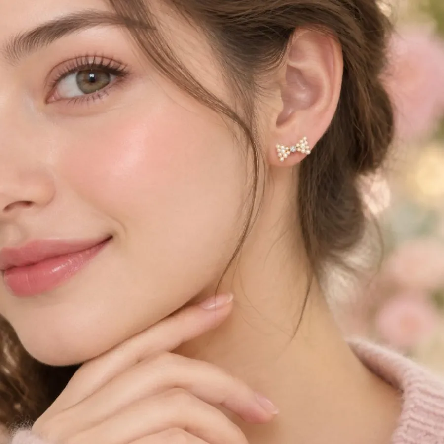 گوشواره پاپیون مرواریدی