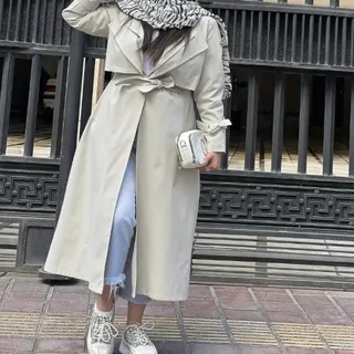 ترنچ کت استخوانی آستر دار