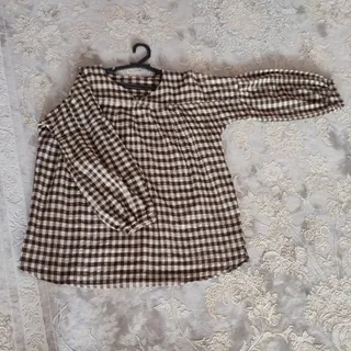 شومیز لینن کرم قهوه ای