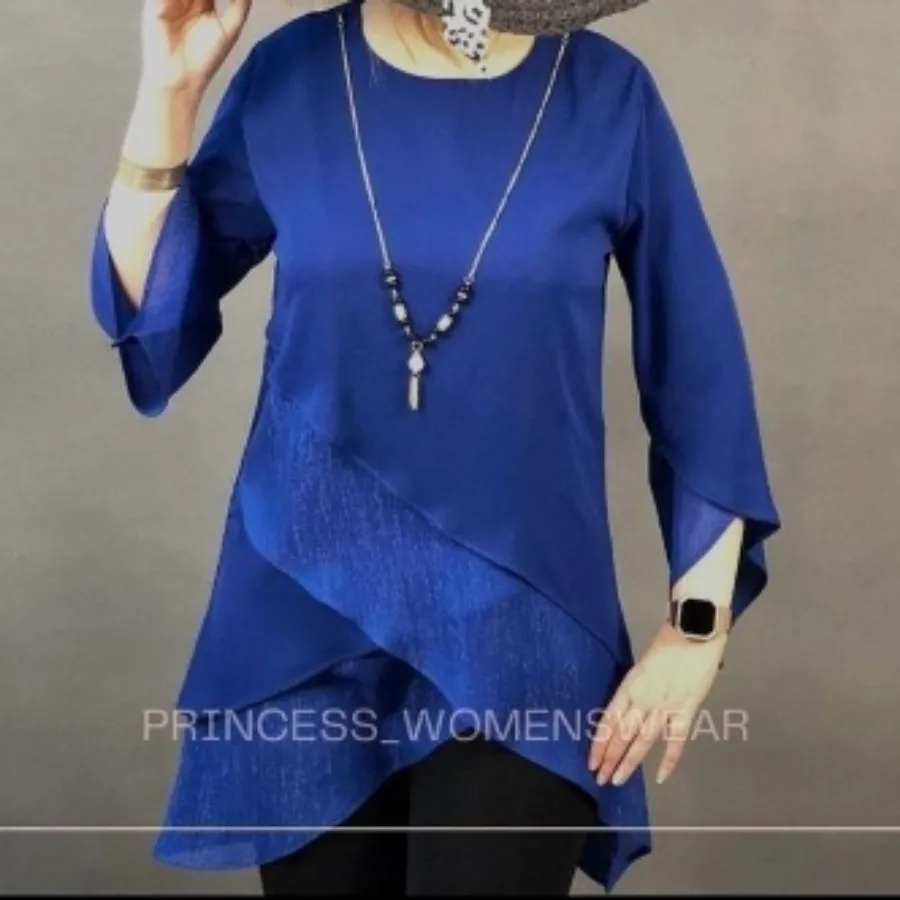 شومیز زنانه آبی کاربنی