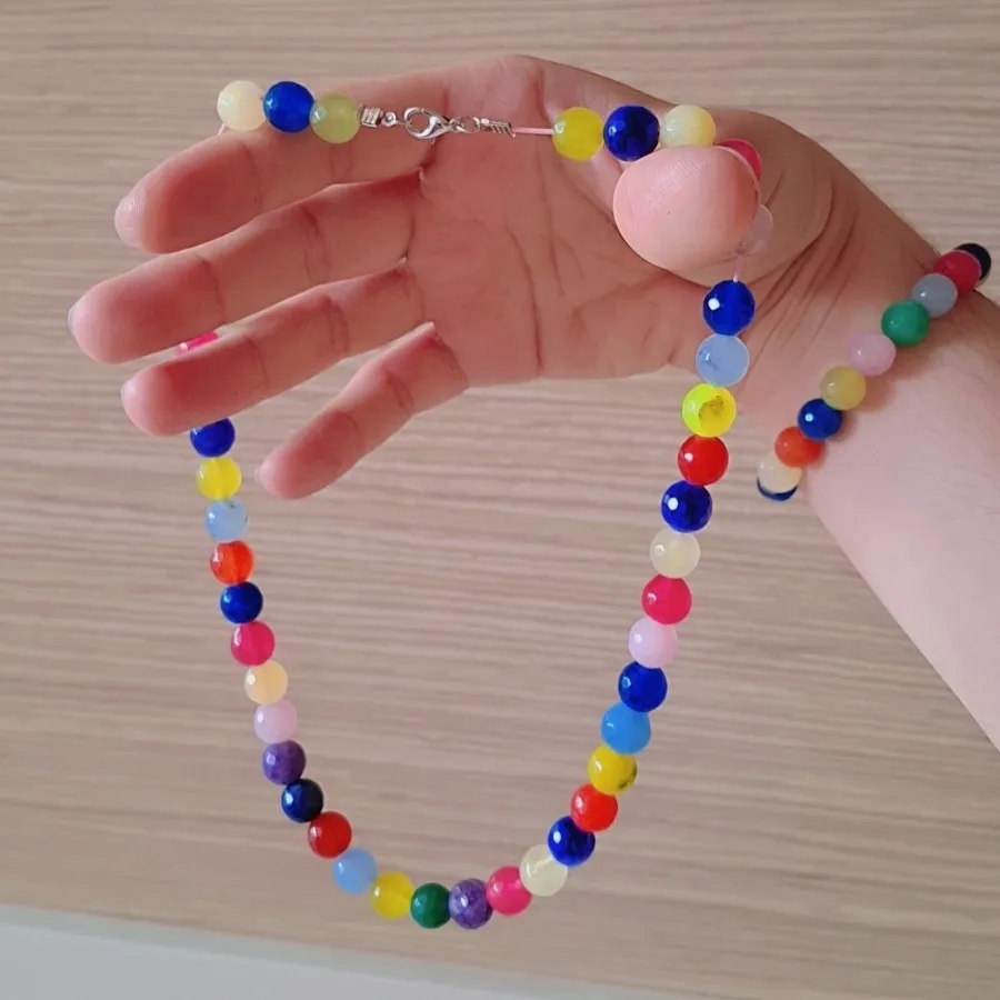 گردنی و دستبند سنگ عقیق