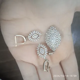 نیم ست نقره طرح جواهر